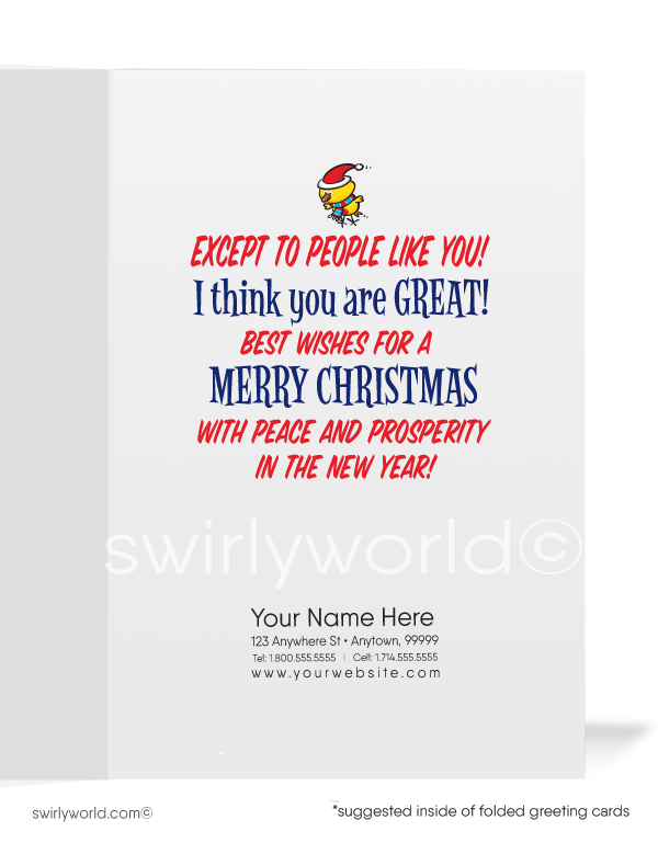 Funny Humorous Rotten Bad Mean Santa Claus Merry Christmas Holiday Cards