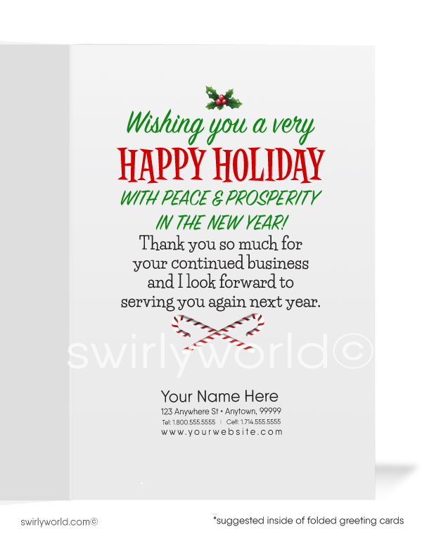 Cute Sexy Ms. Santa Claus Merry Christmas Holiday Cards for Women in Business