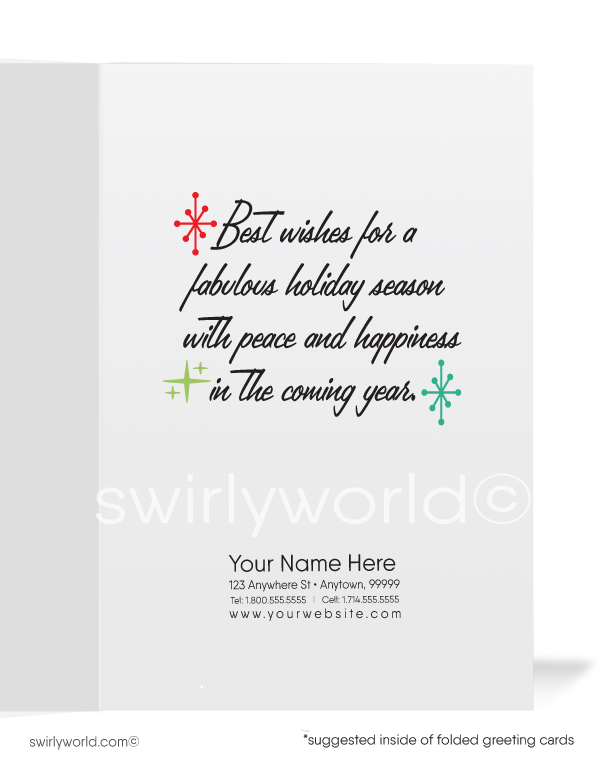 Cute Retro Mod Merry Christmas Happy Holidays Business Cards for Women
