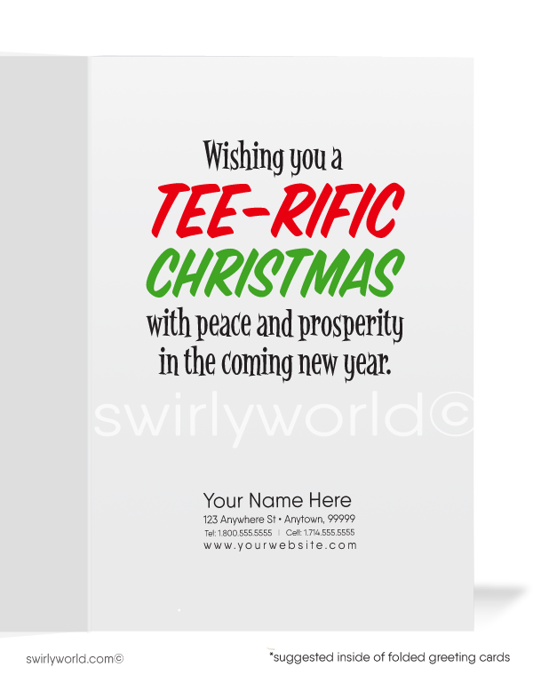 Funny Golfing Golfer Santa Claus Merry Christmas Business Holiday Greeting Cards for Customers