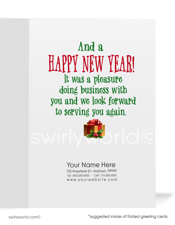 Old Fashioned Santa Claus Merry Christmas Holiday Cards for Business Customers