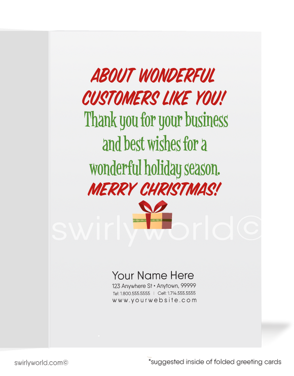 Old Fashioned Santa Claus Merry Christmas Holiday Greeting Cards for Business