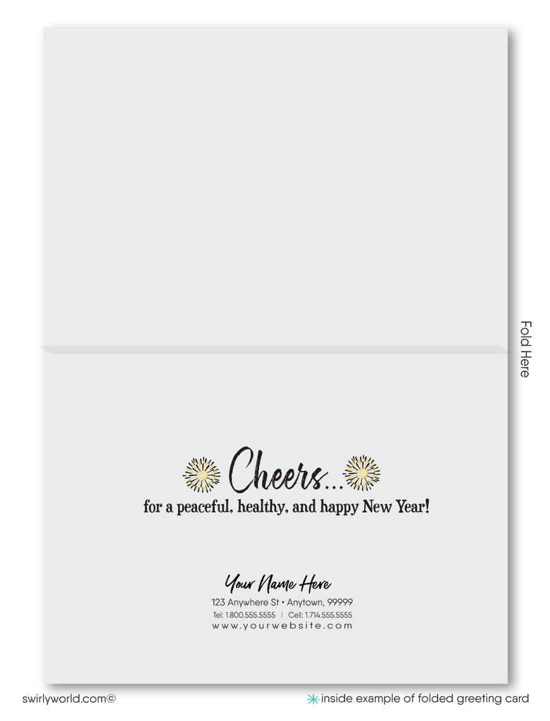 2024 Gold and Black Professional Business Happy New Year Greeting Cards