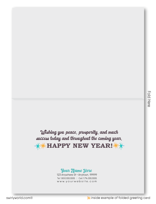 2024 Retro Vintage Beach Theme Happy New Year Greeting Card Design