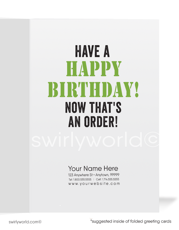 Funny Military Business Happy Birthday Cards for Customers