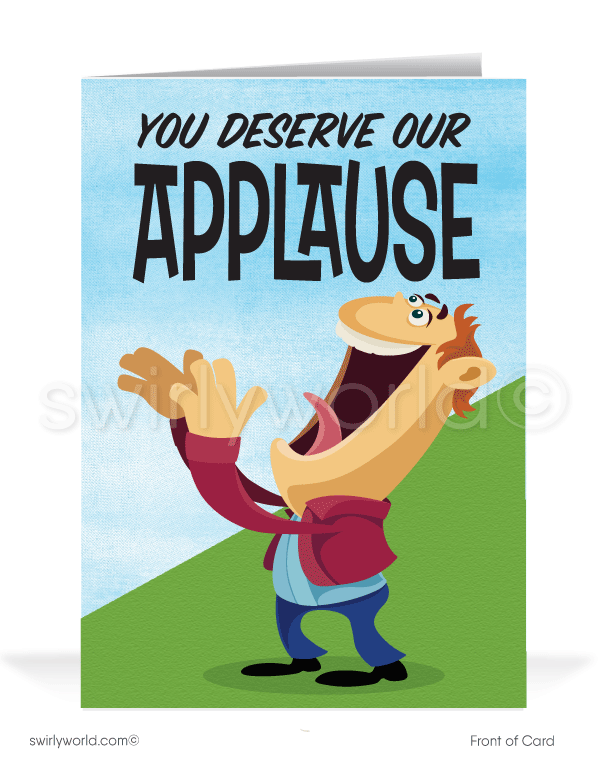 Funny Man Applause Congratulations Cartoon Cards for Customers