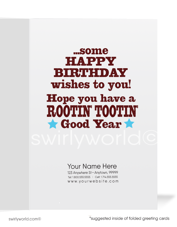 Funny Cowboy Customer Business Happy Birthday Cards