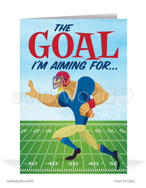 Football Player Cartoon Humorous Sales Prospecting Business Greeting Cards