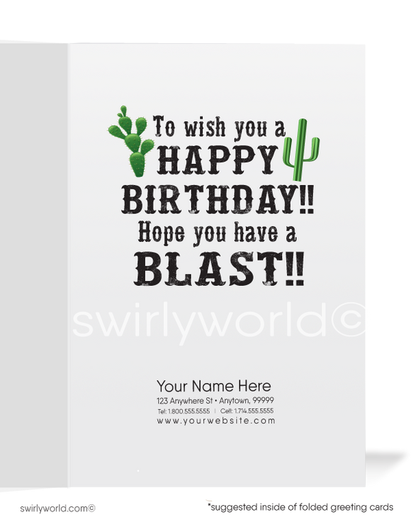 Funny Cowboy Business Happy Birthday Cards for Customers