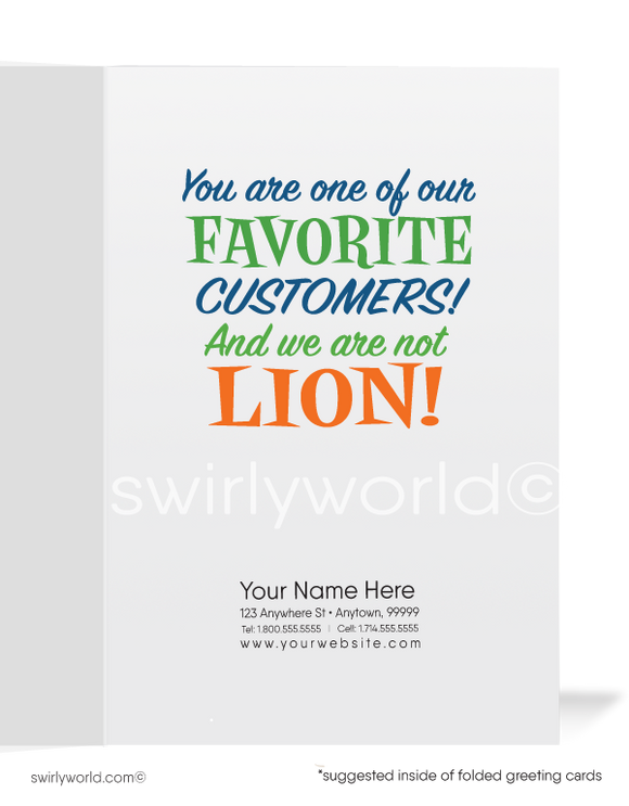 Lion Cartoon Business Thank You Cards for Customers