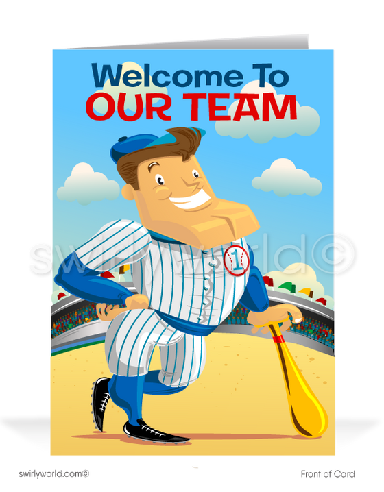 "Welcome to Our Team" Baseball Theme Business Thank You Cards for Customers