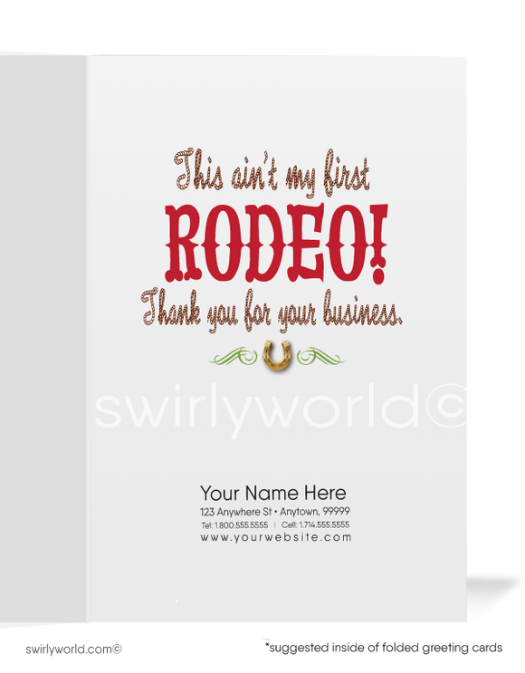 Cute Western Cowgirl Cartoon "Thank You for Your Business" Cards for Clients