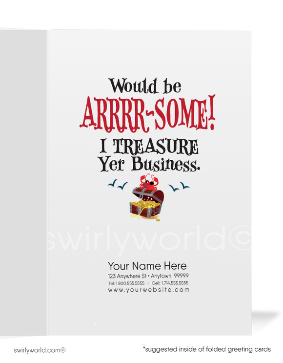 Funny Pirate Client Referral Cards for Thank You For Your Business