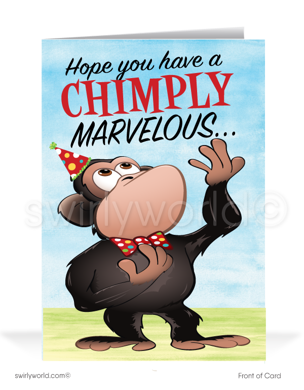 Funny Monkey Chimpanzee Happy Birthday Cards for Customers