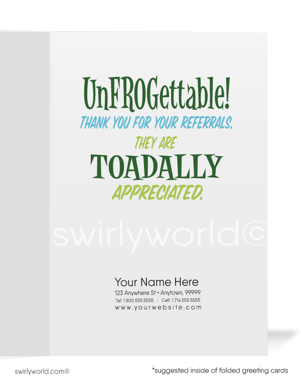 Funny Frog Thank You For Your Referral Business Cards for Customers