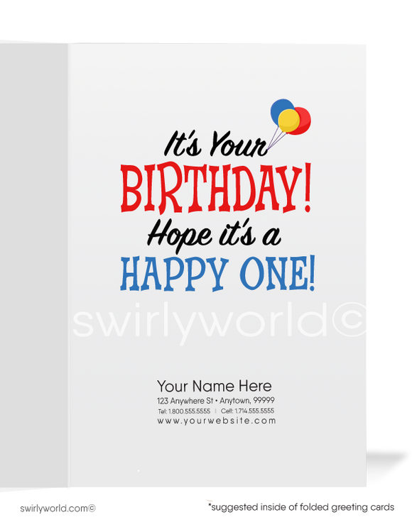 Funny Cartoon Beaver Happy Birthday Cards for Customers