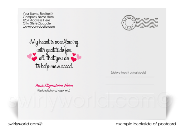  Dandelions with hearts blowing in wind; happy Valentine's Day postcards for business professionals.