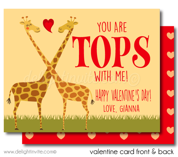 Kids Classroom Giraffe Printable Valentine's Day Cards for Digital Dow ...