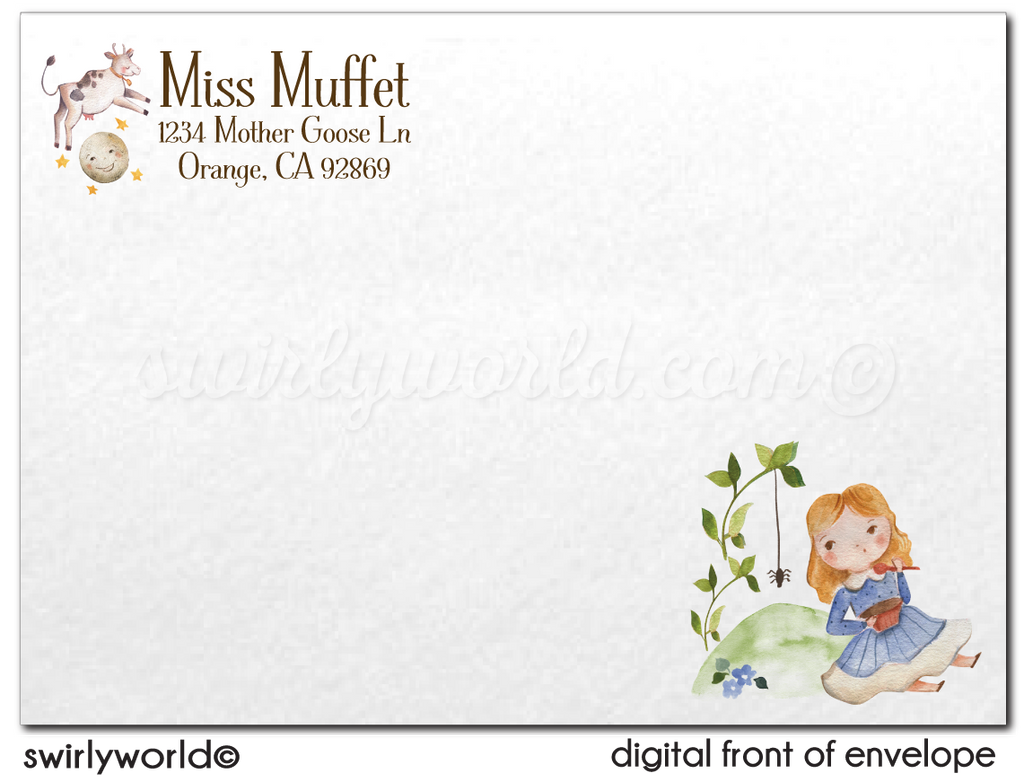 Vintage Nursery Rhymes Mother Goose Cat and the Fiddle Baby Shower Invitations
