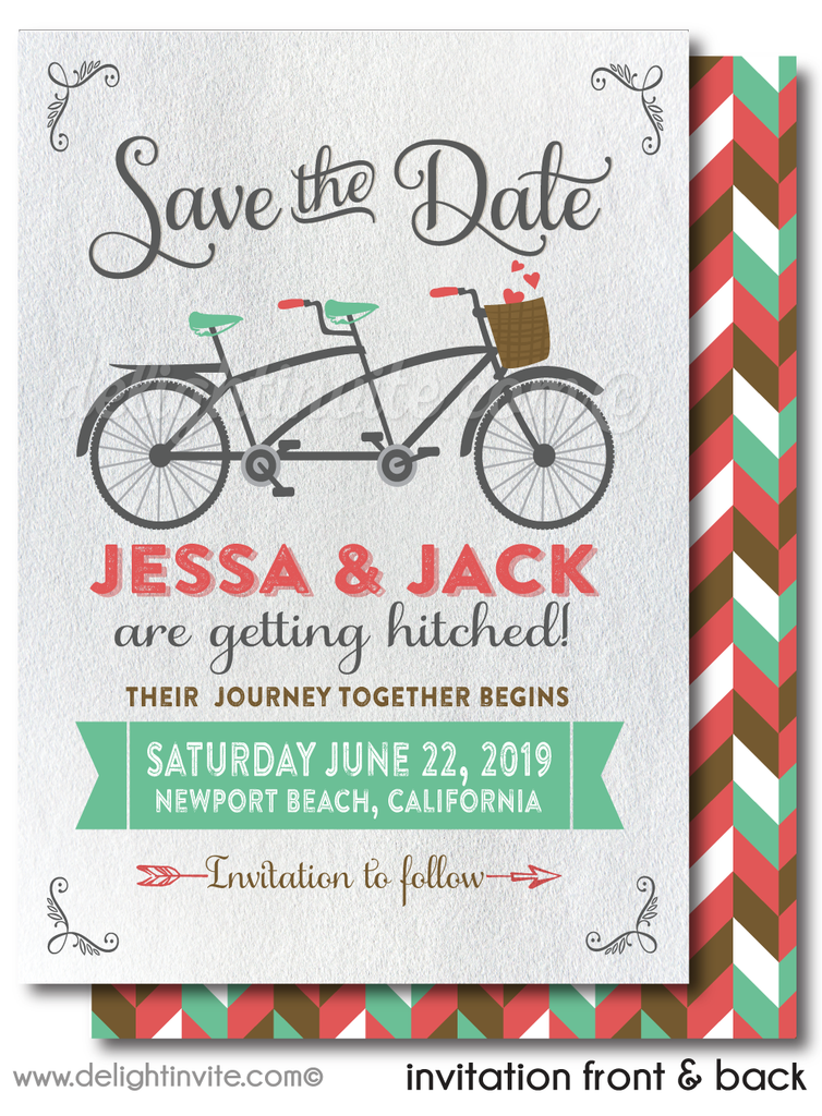 Vintage Retro Bicycle Boho Shabby Chic Save the Date Card Digital Download