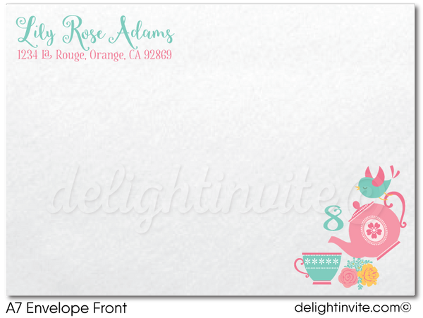Vintage Girls Tea Party Birthday Invitation Digital Download -  swirly-world-design