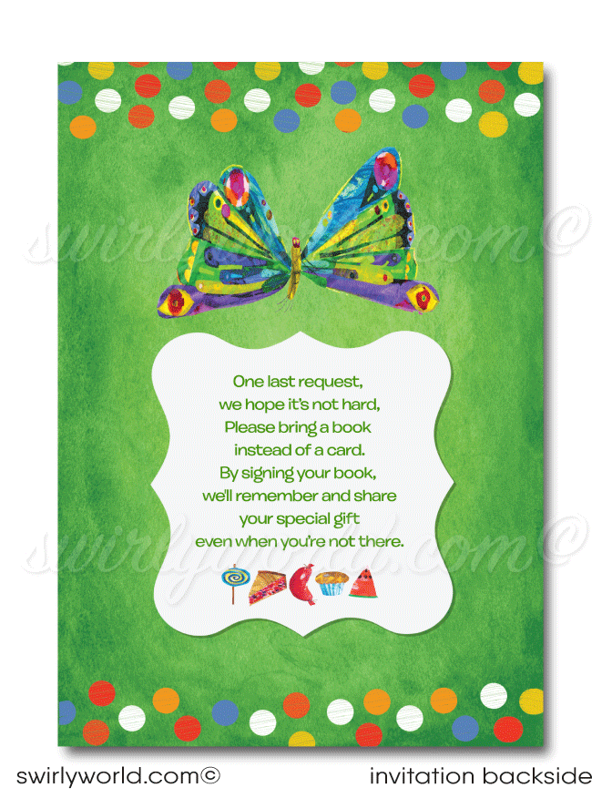 Vintage Very Hungry Little Caterpillar Gender Neutral 1st Birthday Party Invitations