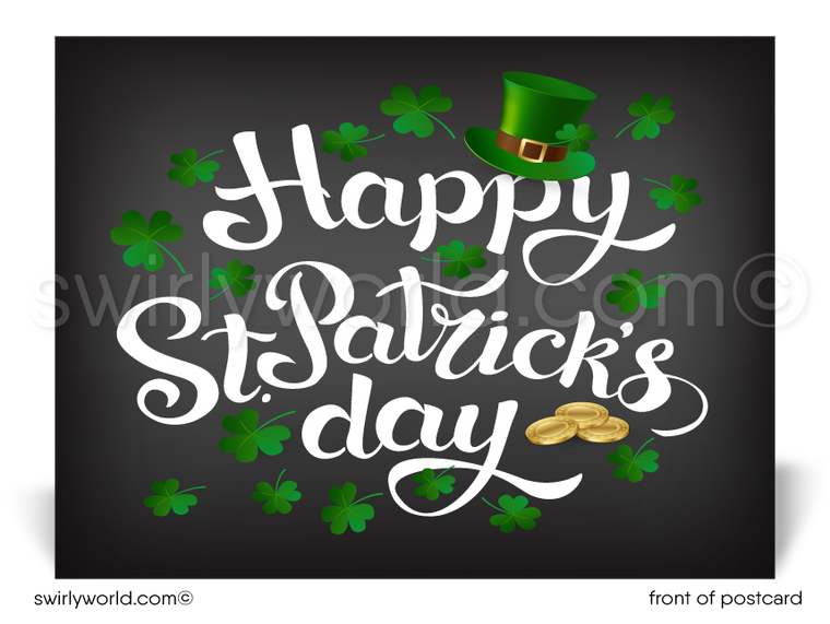 Client Business Leprechaun Green Shamrocks Happy St. Patrick's Day Postcards