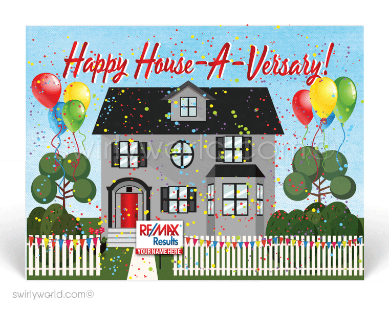 happy house-a-versary greeting cards for realtors and real estate agents.