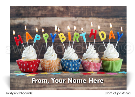 Professional Business Happy Birthday Postcards for Customers.