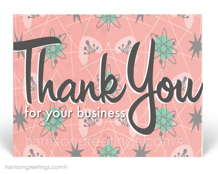 Atomic Mid Century Modern Thank You Postcards for Business
