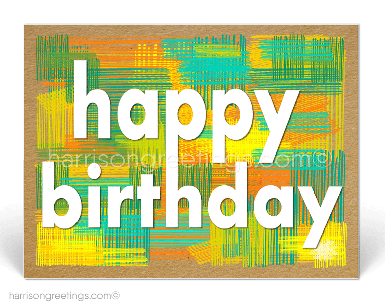 Modern Retro Happy Birthday Client Postcards
