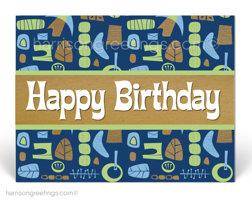 Retro Tiki Happy Birthday Client Postcards