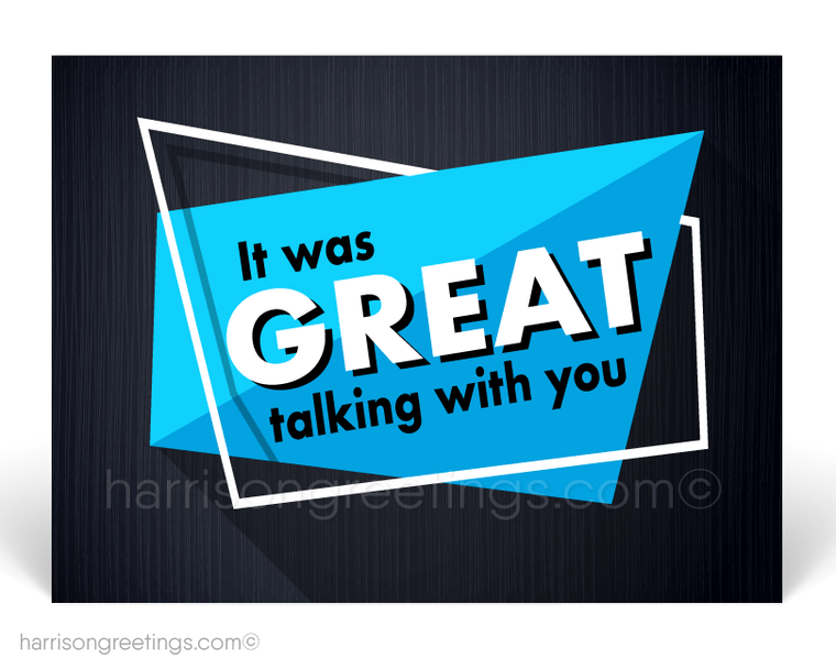 "It Was Great Talking With You" Sales Promotion Postcards