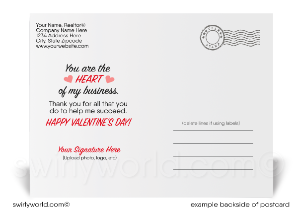 Retro Funny Cupid Heart of Business Happy Valentine's Day Postcards for Customers