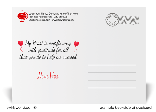 Heart Shaped Balloons on House Valentine's Day Postcards for Realtors