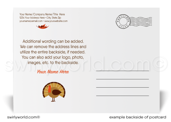 Traditional Professional Corporate Company Business Thanksgiving Postcards for Clients