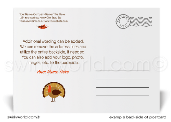 Traditional Professional Corporate Company Business Thanksgiving Postcards for Clients