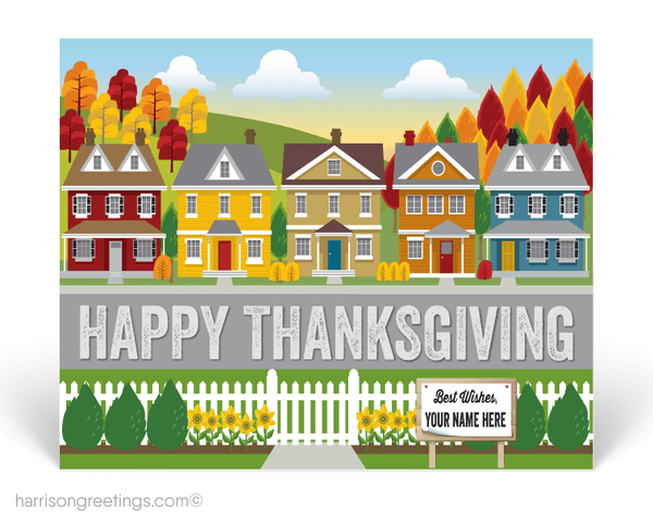 Happy Thanksgiving Postcards for Realtors - swirly-world-design