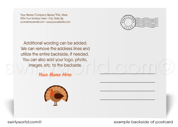 Retro Modern Customer Happy Thanksgiving Postcards for Business 