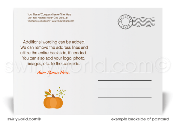 Retro Atomic Modern Turkey Professional Happy Thanksgiving Postcards for Business