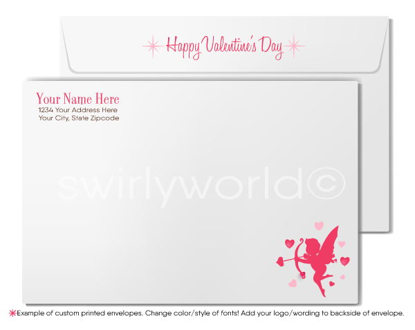 Love Grows Here: Pink Tree with Hearts Valentine's Day Greeting Cards for Business Clients