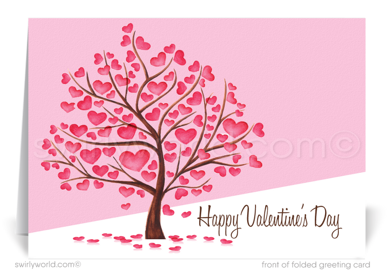 Love Grows Here! Embrace the whimsy and warmth of Valentine's Day with our enchantingly designed greeting card, perfect for anyone looking to spread love and joy during this season of affection. Featuring a delightful illustration of a whimsical tree, each branch lovingly crafted from hearts, this card captures the essence of love growing and flourishing.