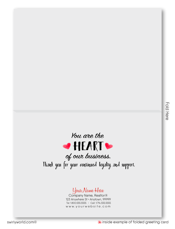 Black and White with Pink Heart Business Valentine's Day Greeting Cards for Clients
