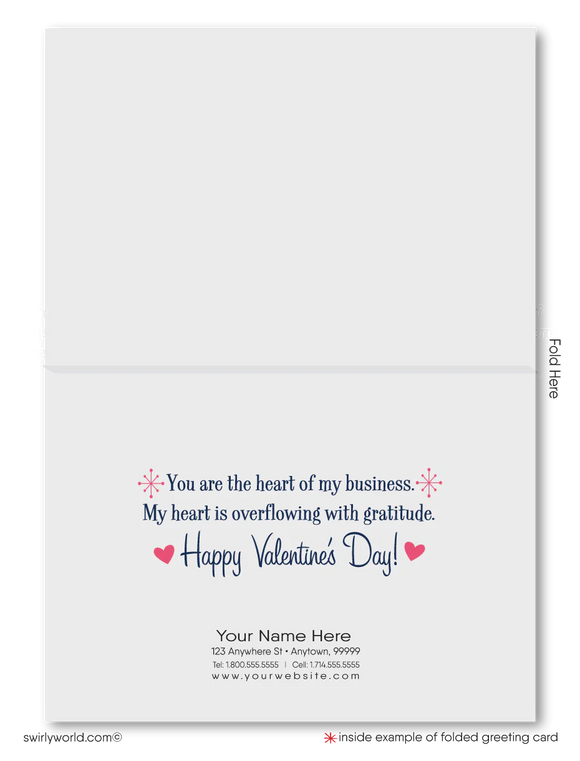 Cute Client Retro Pink House Happy Valentine's Day Cards for Realtors®, Retro pink house with hearts floating out of chimney happy Valentine's Day cards for Realtors.