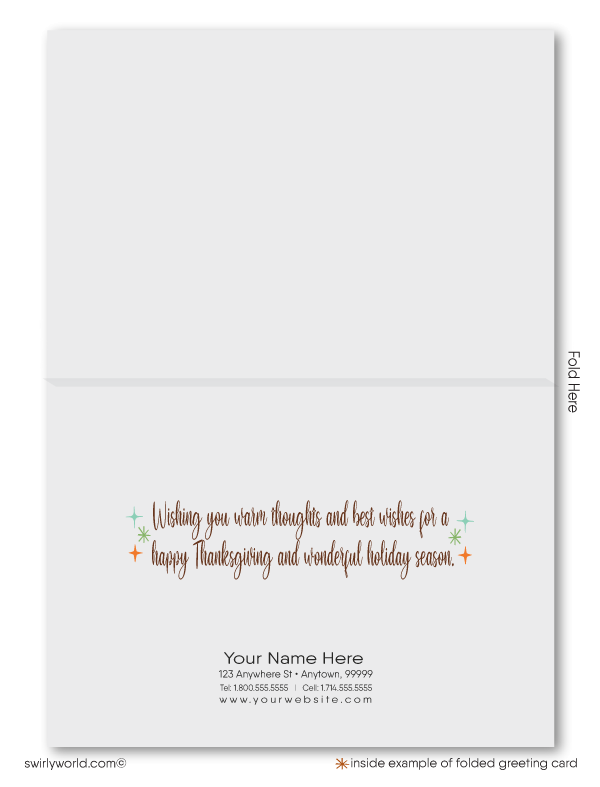 Retro Professional Corporate Happy Thanksgiving Greeting Cards for Business Customers