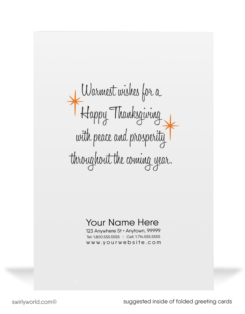 Vintage Mid-Century Retro Kitschy 1950s Happy Thanksgiving Greeting Cards