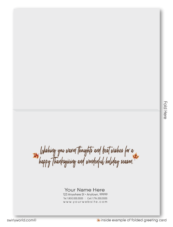 Watercolor Professional Company Business Happy Thanksgiving Cards for Customers