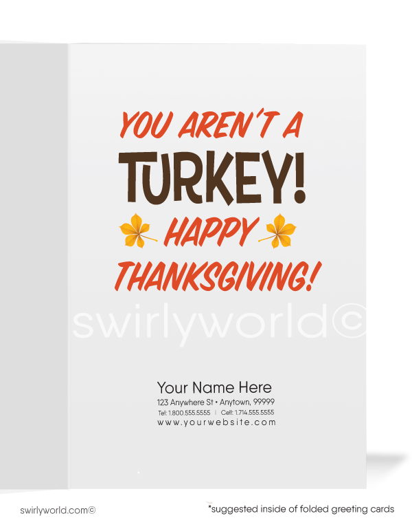 Whimsical Turkey Escape: Business Thanksgiving Greeting Cards for Customers