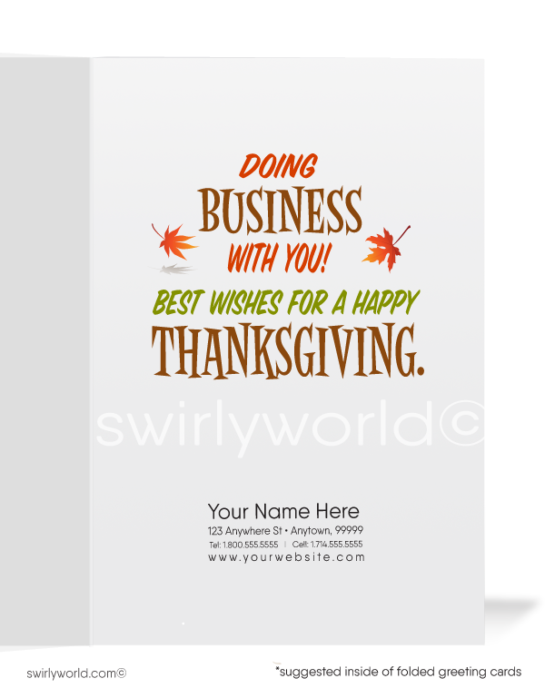 Charming Autumn Fall-themed Thanksgiving Greeting Cards for Business Customers