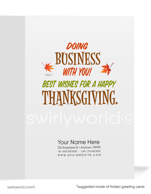 Cute Autumn Fall Business Happy Thanksgiving Greeting Cards for Customers